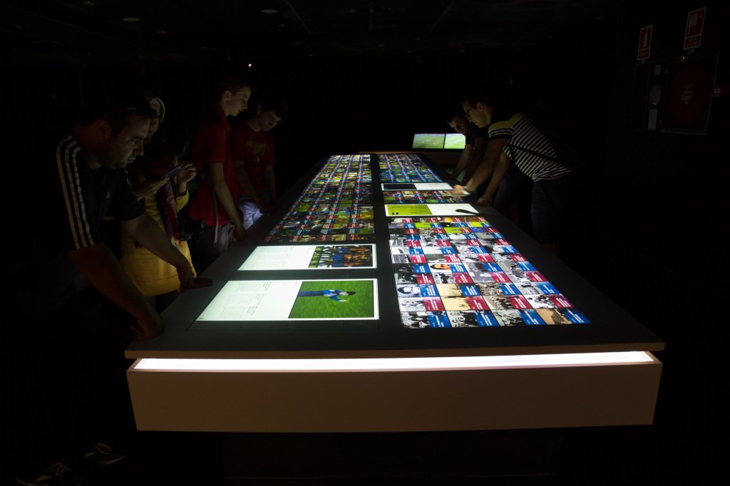 exhibition of football history taken from a photo coverage of an event in Barcelona
